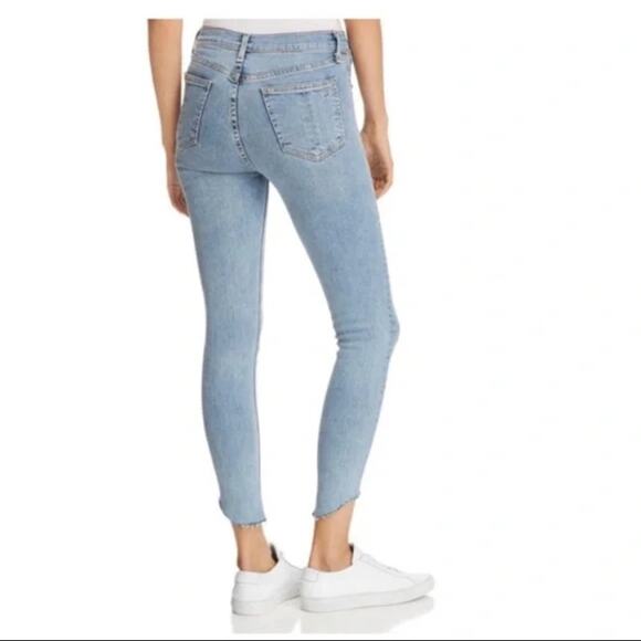 Rag & Bone High-Rise Step Hem Frayed Skinny Cropped Jeans Light Wash Size 29 - Picture 2 of 8